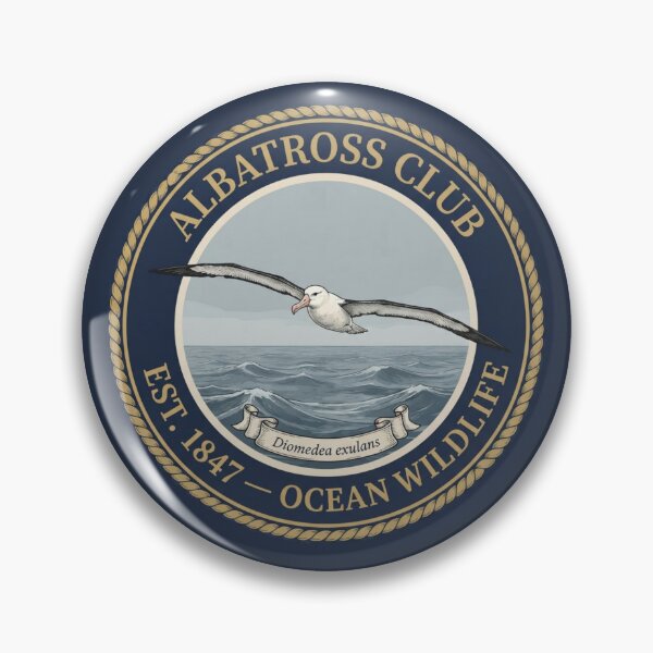 Item preview, Wandering Albatross Vintage Badge Ocean Seabird Art designed and sold by CalmCapy Co.