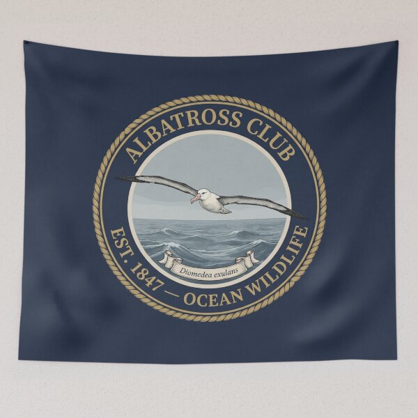 Item preview, Wandering Albatross Vintage Badge Ocean Seabird Art designed and sold by CalmCapy Co.