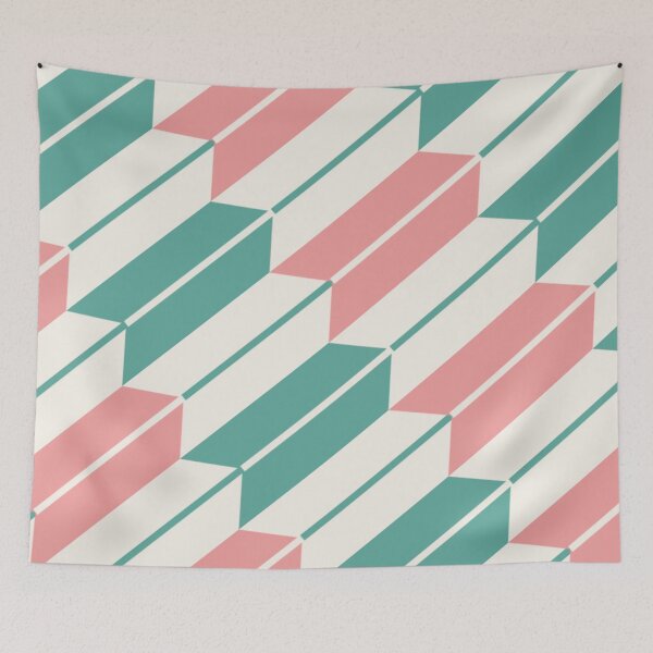 Item preview, Modern Yagasuri Mint & Soft Coral designed and sold by TexSta.