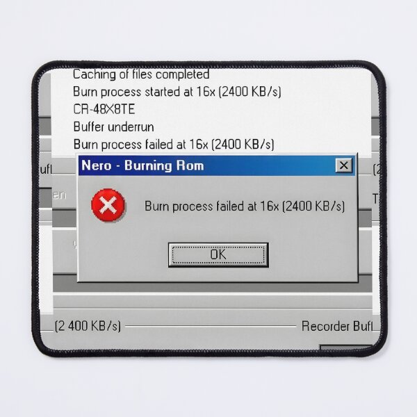 Item preview, Retro Nero Burning Rom Error Screen T-Shirt Print | Funny 2000s Tech Nostalgic Sticker | Windows 98 CD Burn Process Failed Graphic | Y2K Geek Apparel designed and sold by SergioMiklos.