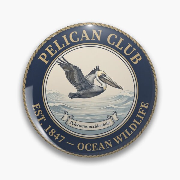 Item preview, Brown Pelican Club Vintage Badge Coastal Bird designed and sold by CalmCapy Co.