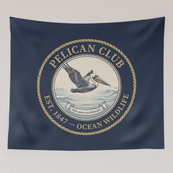 Item preview, Brown Pelican Club Vintage Badge Coastal Bird designed and sold by CalmCapy Co.