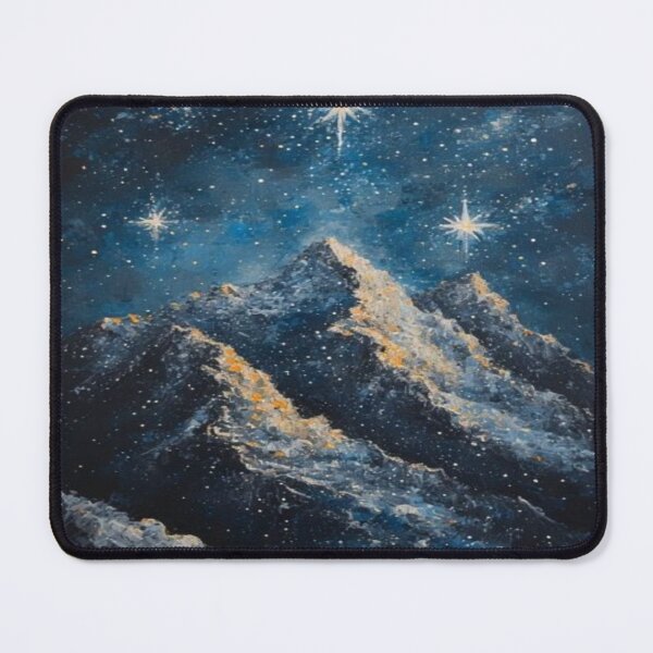 Item preview, Mountain Glow Beneath Cosmic Blue Stars Artwork designed and sold by NivyasArtistry.