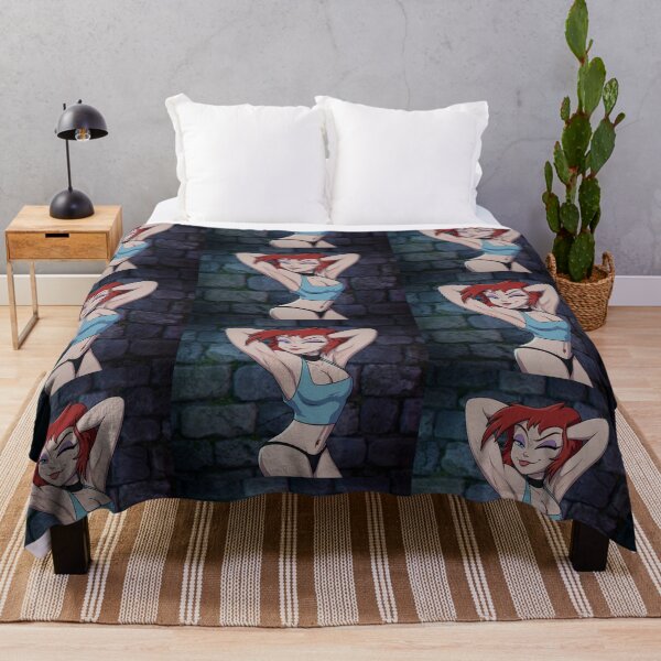 Item preview, Sexy redhead cartoon babe hands behind head in sleepwear pinup art designed and sold by Vintage Designs +.