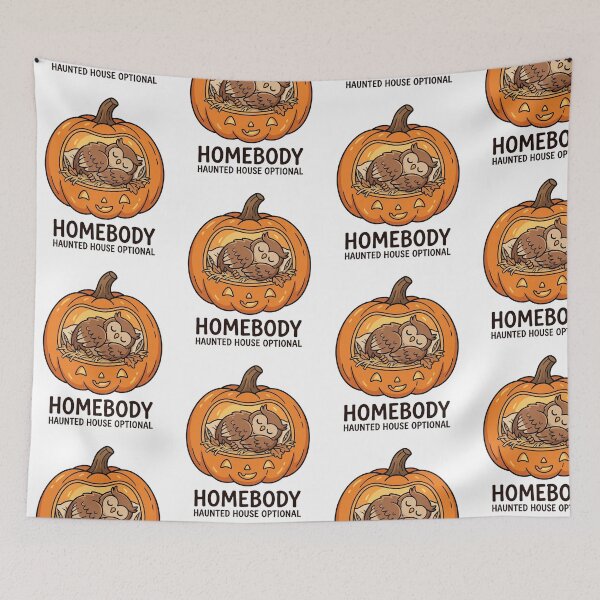 Item preview, Homebody Haunted House Optional Cute Sleeping Owl Pumpkin Fall Introvert designed and sold by raedattia.