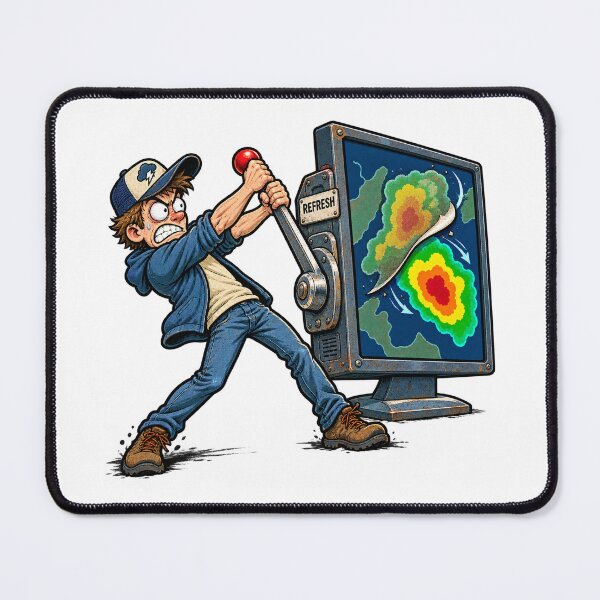 Item preview, Weather Radar Refresh Lever Funny Meteorology Cartoon designed and sold by Concrete Coffee Studio.
