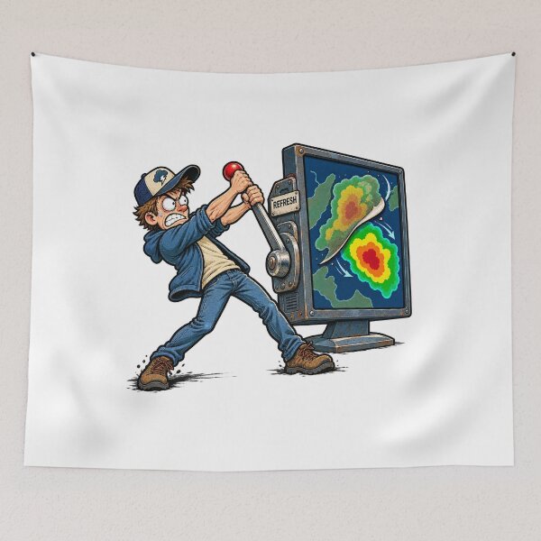 Item preview, Weather Radar Refresh Lever Funny Meteorology Cartoon designed and sold by Concrete Coffee Studio.