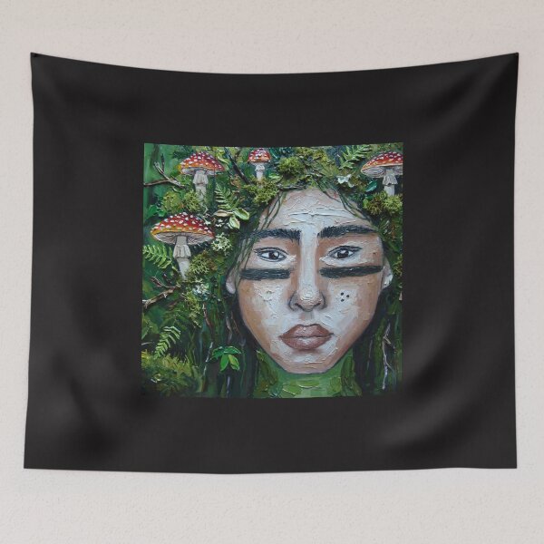 Aperçu de l'œuvre Forest Spirit Boy - Dark Fairycore Shaman Mushroom Art créée et vendue par MAISON SYLVIE.