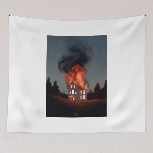 Item preview, House Engulfed in Flames at Dusk designed and sold by J-Mindful.