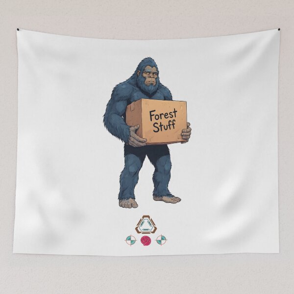 Item preview, Bigfoot Moving Day - Funny Sasquatch with "Forest Stuff" Box T-Shirt designed and sold by Whimsy Trail Co.