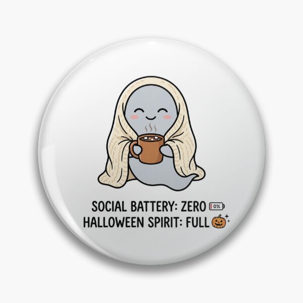 Item preview, Social Battery Zero Halloween Spirit Full Cute Ghost Introvert designed and sold by raedattia.