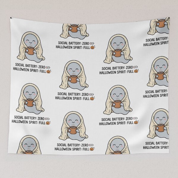 Item preview, Social Battery Zero Halloween Spirit Full Cute Ghost Introvert designed and sold by raedattia.