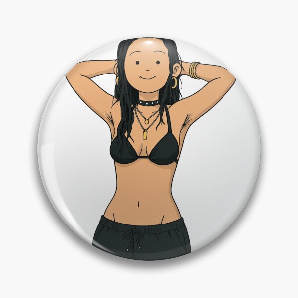 Item preview,  Animated cartoon art woman standing with hands behind her heads in a bikini top with unshaven underarms designed and sold by Vintage Designs +.