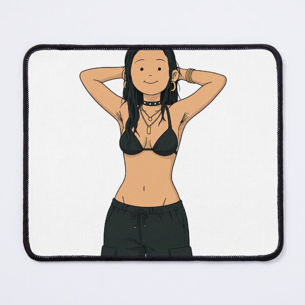 Item preview,  Animated cartoon art woman standing with hands behind her heads in a bikini top with unshaven underarms designed and sold by Vintage Designs +.