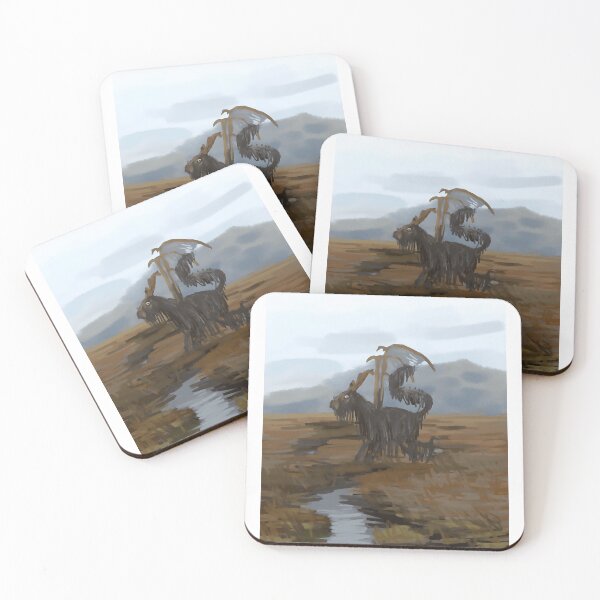Item preview, Surreal Black Goat with Tattered Wings in Marshland designed and sold by J-Mindful.