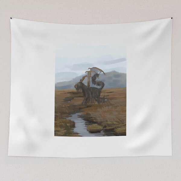 Item preview, Surreal Black Goat with Tattered Wings in Marshland designed and sold by J-Mindful.