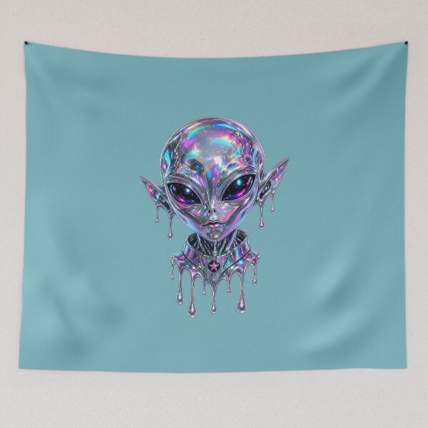 Item preview, Y2K Chrome Alien – Holographic Streetwear designed and sold by design-rebell.
