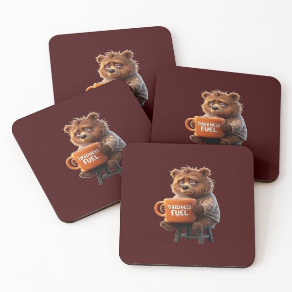 Item preview, Funny Tired Bear Drinking Coffee Tiredness Fuel Art designed and sold by ZoneMerch.