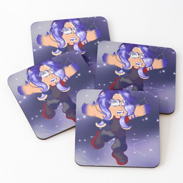 Item preview, Cartoon Girl with Blue Hair and Glasses in Starry Sky designed and sold by J-Mindful.