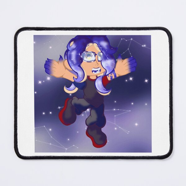 Item preview, Cartoon Girl with Blue Hair and Glasses in Starry Sky designed and sold by J-Mindful.