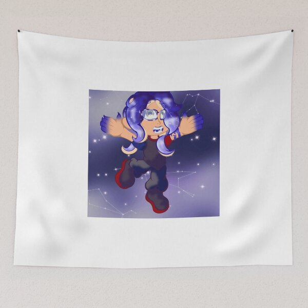 Item preview, Cartoon Girl with Blue Hair and Glasses in Starry Sky designed and sold by J-Mindful.