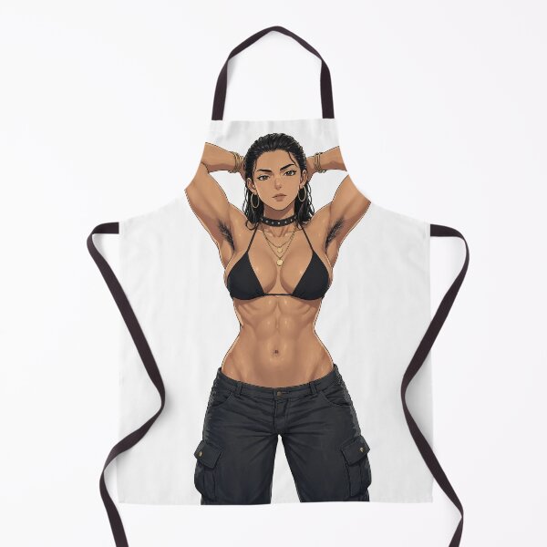 Item preview, Animated cartoon art woman standing with hands behind her heads in a bikini top with unshaven underarms designed and sold by Vintage Designs +.