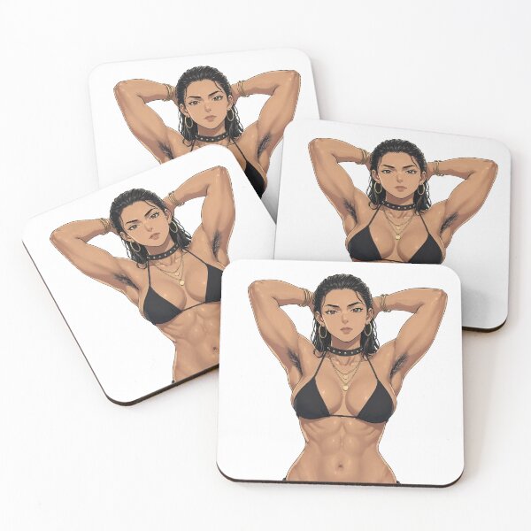 Item preview, Mujer de dibujos animados animada de pie con las manos detrás de la cabeza, vistiendo un top de bikini y con las axilas sin depilar. designed and sold by Vintage Designs +.