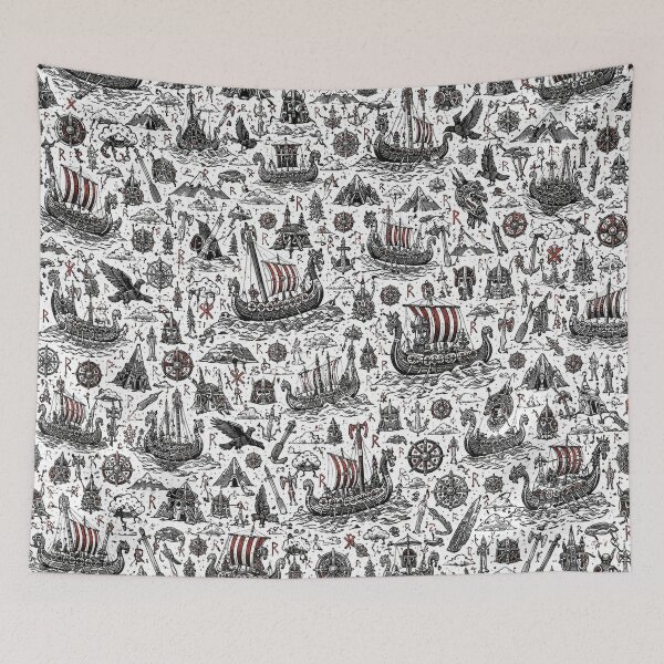 Item preview, Viking Longship Adventure Doodle Pattern designed and sold by i-corp.