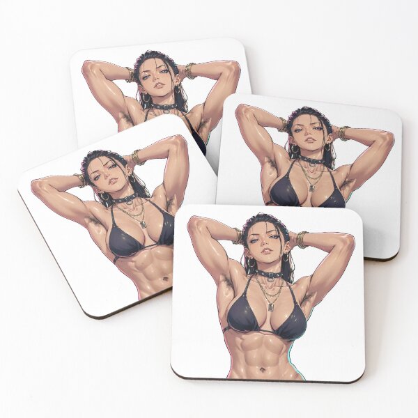 Item preview, Animated cartoon art woman standing with hands behind her heads in a bikini top with unshaven underarms designed and sold by Vintage Designs +.