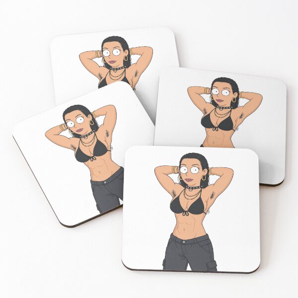 Item preview, Mujer de dibujos animados animada de pie con las manos detrás de la cabeza, vistiendo un top de bikini y con las axilas sin depilar. designed and sold by Vintage Designs +.