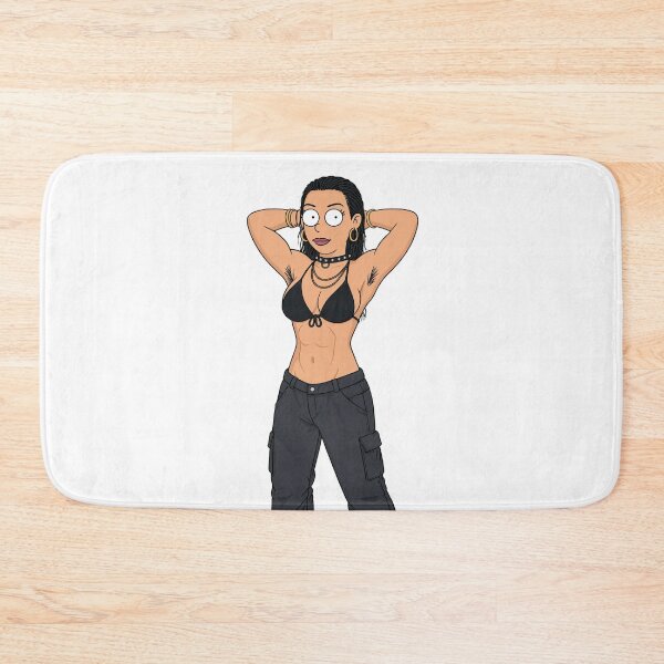 Item preview,  Animated cartoon art woman standing with hands behind her heads in a bikini top with unshaven underarms designed and sold by Vintage Designs +.