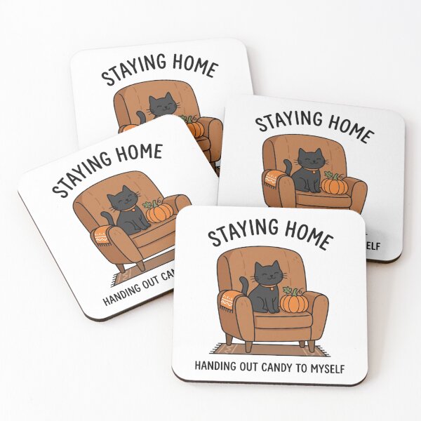 Item preview, Staying Home Handing Out Candy To Myself Black Cat Funny Halloween Introvert designed and sold by raedattia.
