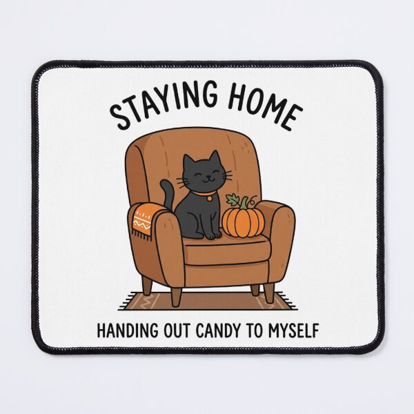 Item preview, Staying Home Handing Out Candy To Myself Black Cat Funny Halloween Introvert designed and sold by raedattia.