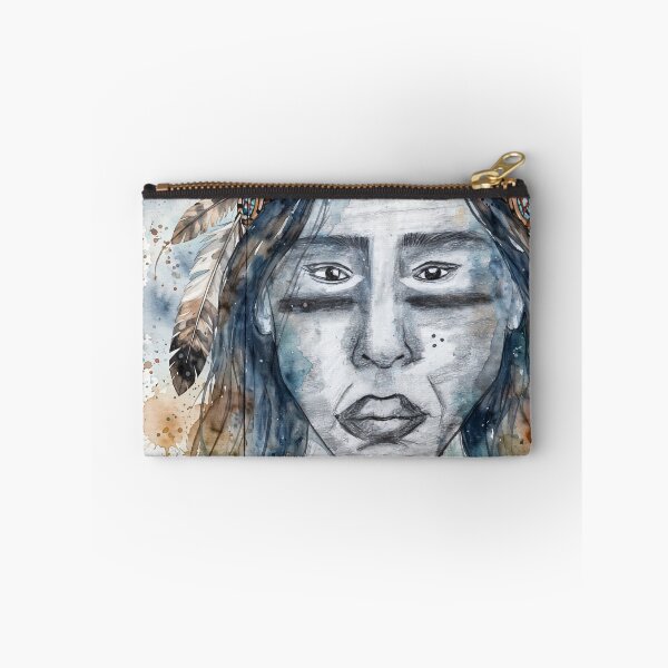 Item preview, Tribal Warrior Spirit - Blue Watercolor Feather Headdress Art designed and sold by MAISON SYLVIE.