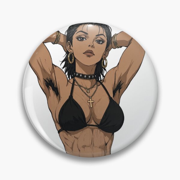 Item preview,  Animated cartoon art woman standing with hands behind her heads in a bikini top with unshaven underarms designed and sold by Vintage Designs +.