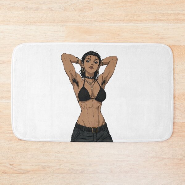 Item preview,  Animated cartoon art woman standing with hands behind her heads in a bikini top with unshaven underarms designed and sold by Vintage Designs +.