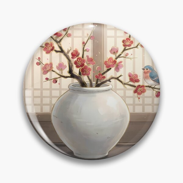 Item preview, March Plum Blossom in a Moon Jar: Modern Korean Minhwa Aesthetic designed and sold by SOOstudio73.