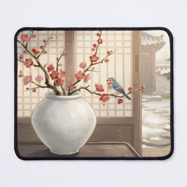 Item preview, March Plum Blossom in a Moon Jar: Modern Korean Minhwa Aesthetic designed and sold by SOOstudio73.