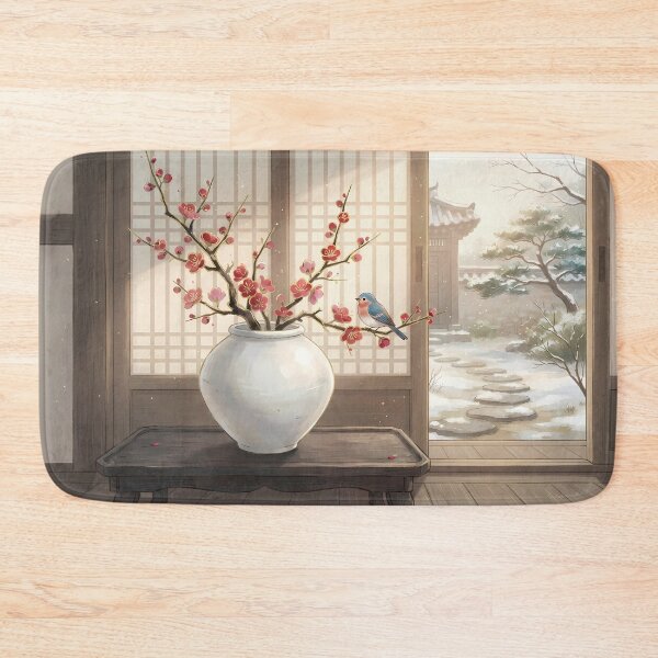 Item preview, March Plum Blossom in a Moon Jar: Modern Korean Minhwa Aesthetic designed and sold by SOOstudio73.