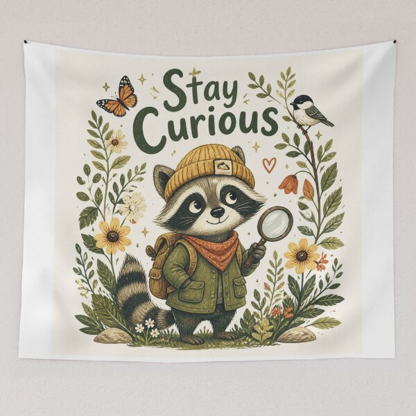 Item preview, Stay Curious Cute Raccoon Nature Explore designed and sold by goodFather4ever.