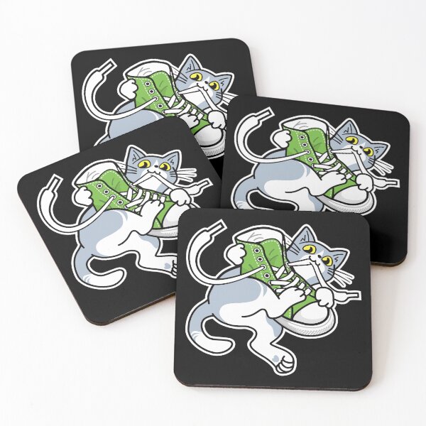 Item preview, Playful Cat with Sneaker Laces - Funny Cat & Sneaker Art_GREEN designed and sold by AckeeWolf.