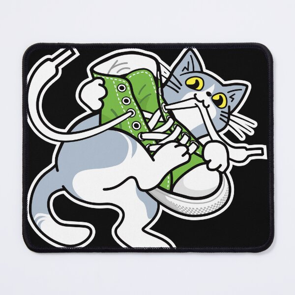Item preview, Playful Cat with Sneaker Laces - Funny Cat & Sneaker Art_GREEN designed and sold by AckeeWolf.