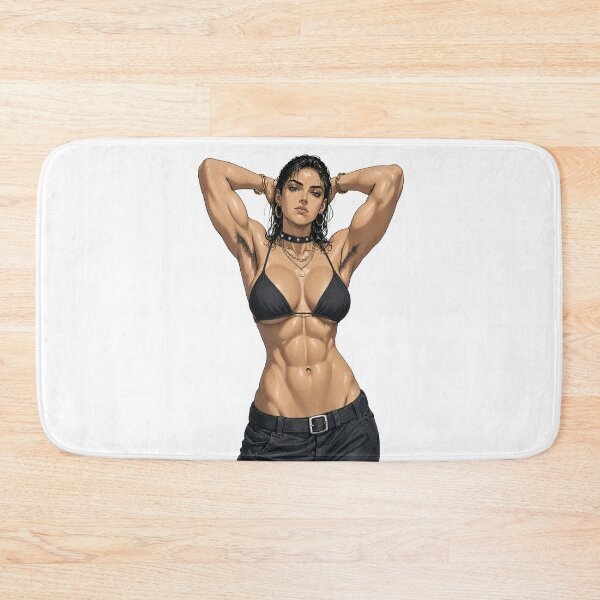 Item preview, Animated cartoon art woman standing with hands behind her heads in a bikini top with unshaven underarms designed and sold by Vintage Designs +.
