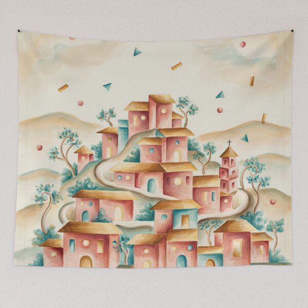 Item preview, Golden Hill Village Abstraction – Paul Klee Inspired Modernist Geometric Landscape Art designed and sold by Tamas Das.
