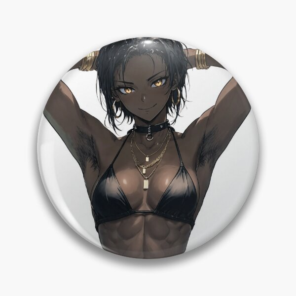 Item preview,  Animated cartoon art woman standing with hands behind her heads in a bikini top with unshaven underarms designed and sold by Vintage Designs +.