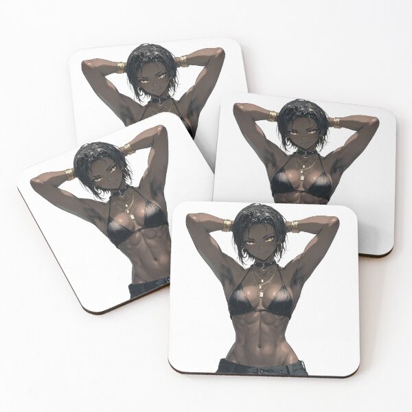 Item preview,  Animated cartoon art woman standing with hands behind her heads in a bikini top with unshaven underarms designed and sold by Vintage Designs +.
