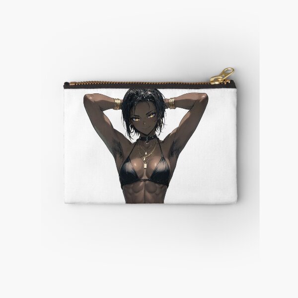 Item preview,  Animated cartoon art woman standing with hands behind her heads in a bikini top with unshaven underarms designed and sold by Vintage Designs +.