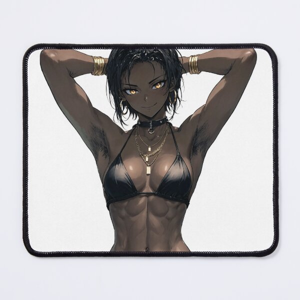 Item preview,  Animated cartoon art woman standing with hands behind her heads in a bikini top with unshaven underarms designed and sold by Vintage Designs +.