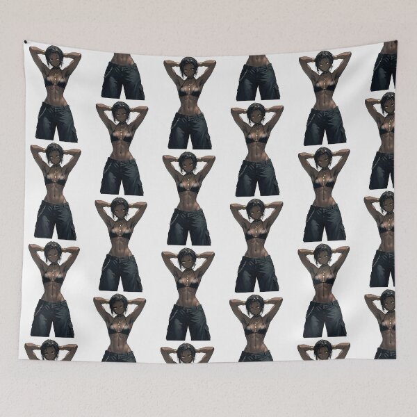 Item preview,  Animated cartoon art woman standing with hands behind her heads in a bikini top with unshaven underarms designed and sold by Vintage Designs +.