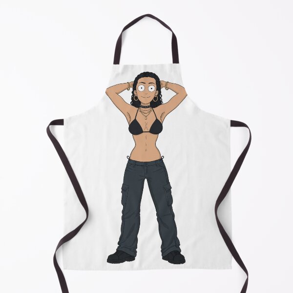 Item preview, Animated cartoon art woman standing with hands behind her heads in a bikini top with unshaven underarms designed and sold by Vintage Designs +.